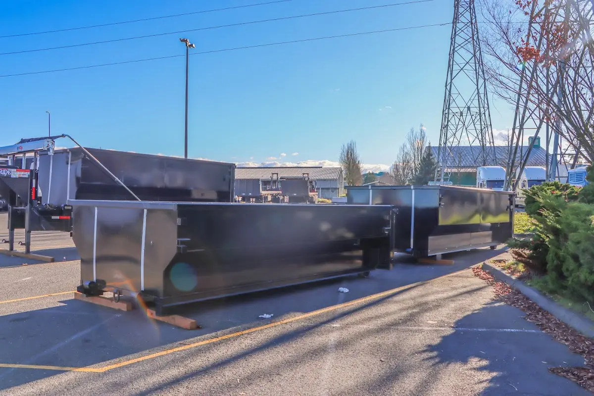 Roll-off dumpster ready for waste disposal at job site for 8 Yard Dumpster Rental in Marlboro